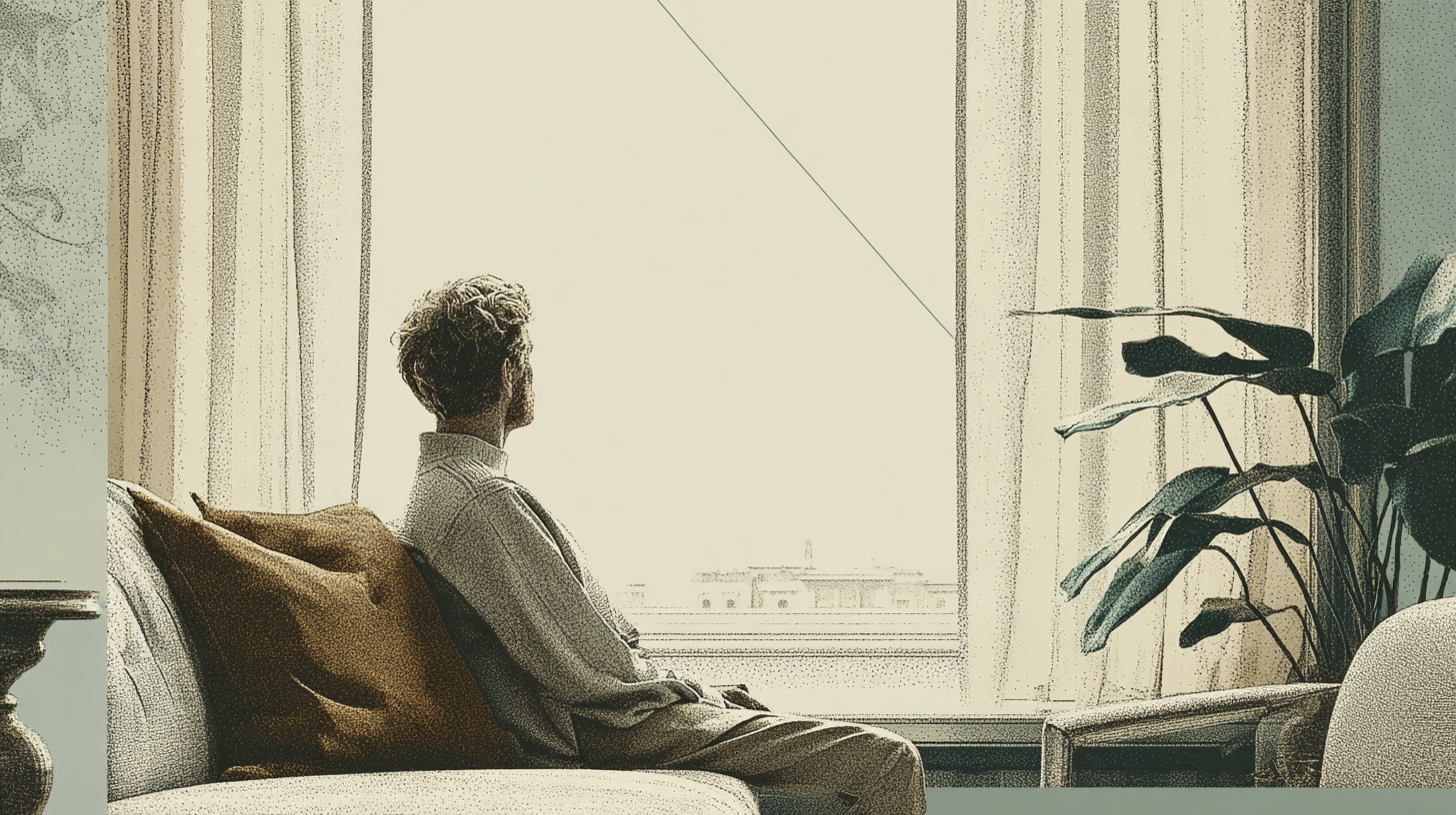 Adult sitting quietly in soft natural light, representing internal focus and nervous system processing during Brainspotting therapy in Michigan