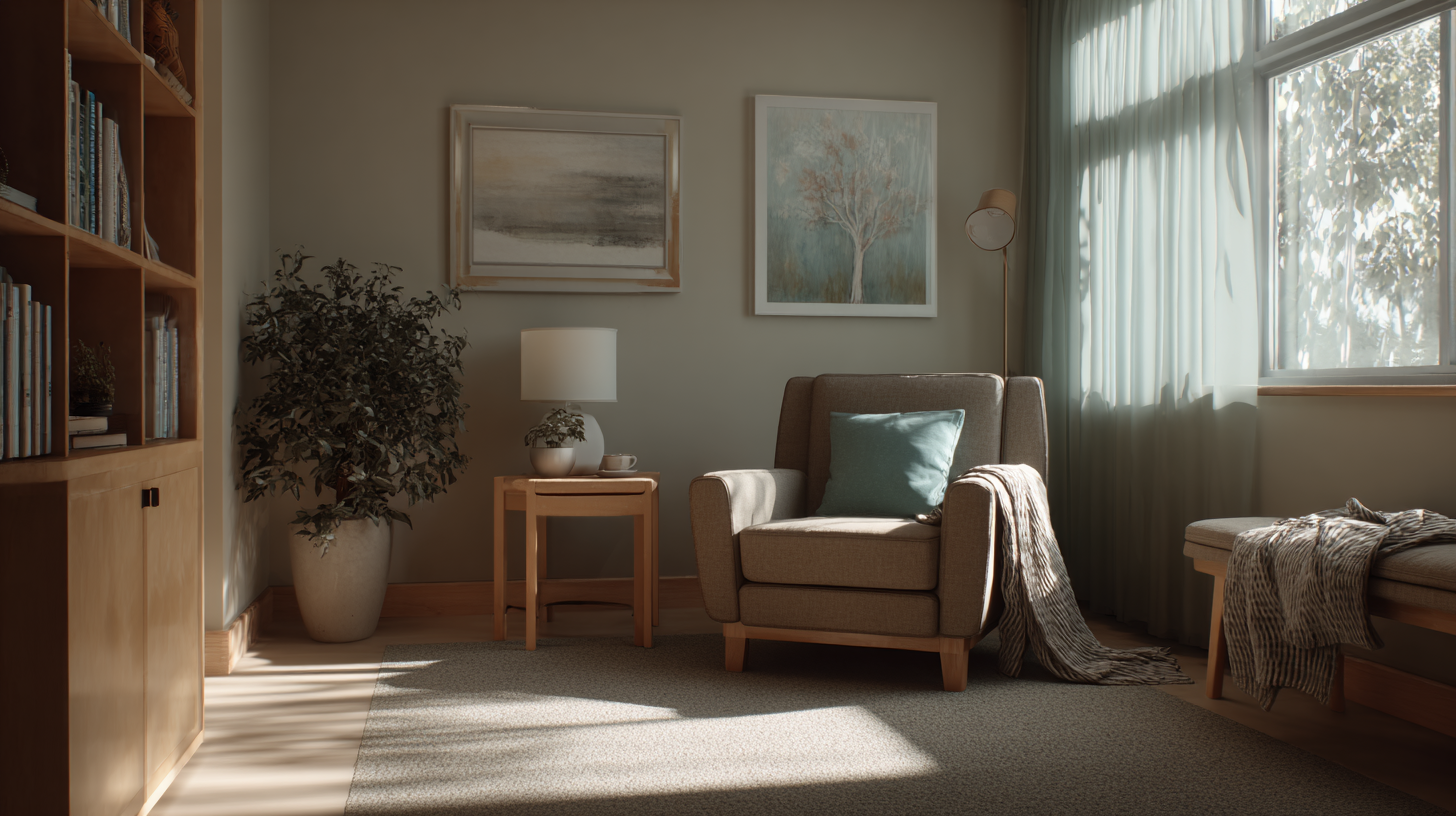 Calm, regulated environment representing the effectiveness and safety of online therapy.
